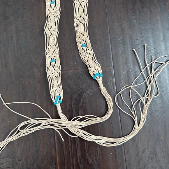 Macrame turquoise Woven Belt boho cottagecore Beachy - Picture 2 of 5